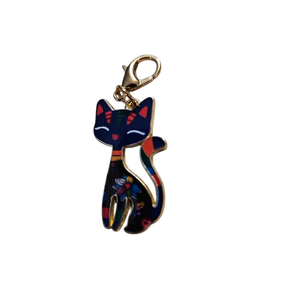 Whimsical Multicolor Cat Charm Pendant